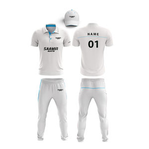 Custom <b>White</b> <b>Cricket</b> Uniform Kit with Custom Design and Logo Tshirt and <b>Trouser</b> in Unique Colors - Product Image 4
