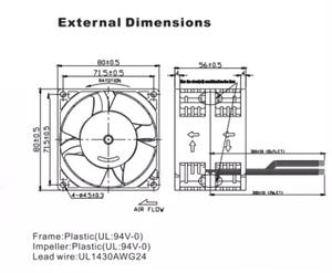 ADDA-ventilador de refrigeración axial, sin escobillas, 80x80x56mm, 12V de CC - Product Image 2