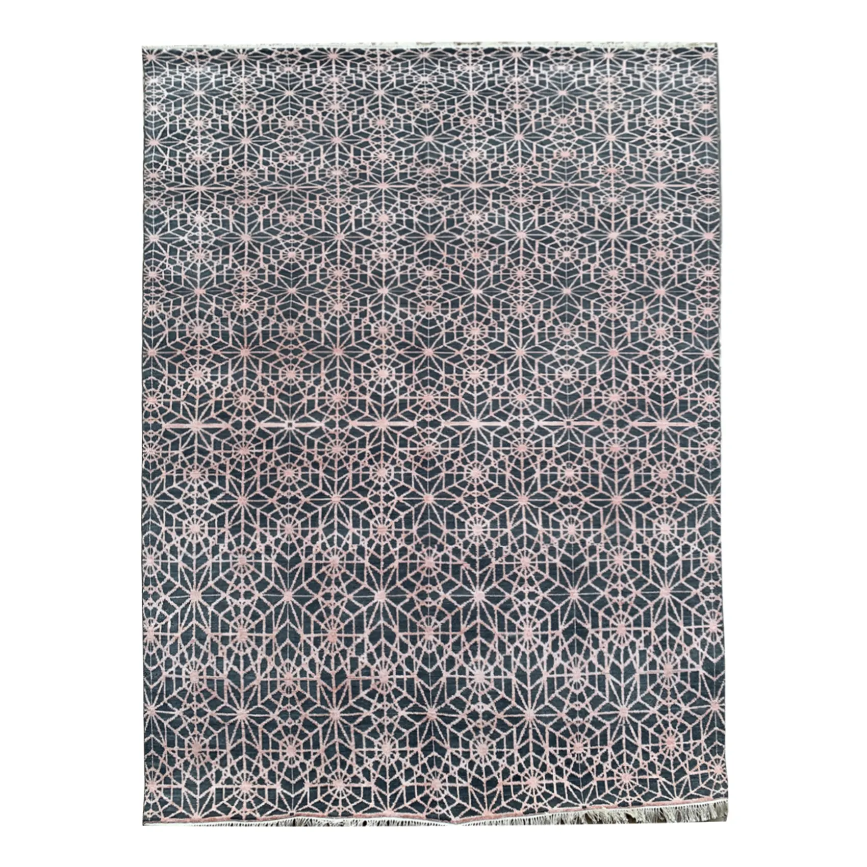 6x9 размер современный стиль геометрический узор индийский ручной вязки шерсть и шелк ворс ковер