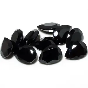 High Quality Top Selling 8x12mm Natural Black Spinel Faceted Pear Cut Loose Healing Gemstones At Sale