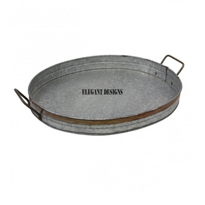 Table Top Galvanized Serving Tray Classic Stylish Handmade Serving Platter Top Selling Fancy Designer Serving Dish - Product Image 5
