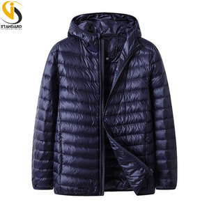 Manteau parka décontracté pour hommes avec col montant léger fermeture éclair veste bouffante vêtements d'extérieur portables coupe-vent imperméable étiquette personnalisée - Product Image 3