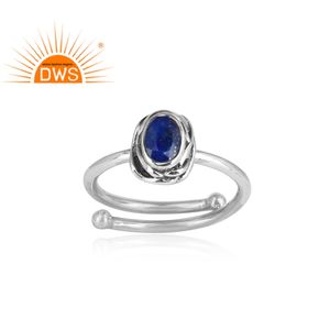 Anillo de plata 925 oxidado para todos los tamaños, proveedor de joyería, ovalado, lapislázuli, GEMA, fabricante de joyería - Product Image 2