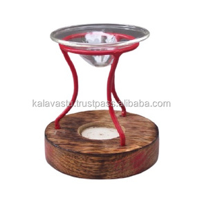 Quemador de aceite de incienso de hierro de madera, quemador de carbón de fragancia de Color rojo para decoración del hogar, difusor de aromaterapia, Material de semilla hecho para - Product Image 3