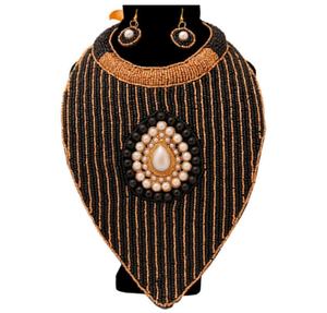 Trending Design Embroidered Necklace <b>Set</b> Vintage Boho Embroidered Necklace With Beaded Chain Classic for Wedding Occasions - Product Image 1