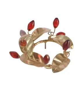 Décoration de jardin, feuille dorée en métal de haute qualité, avec Design rouge en forme de racine, 1 pièce - Product Image 1