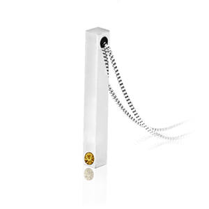 <span class=keywords><strong>Collier</strong></span> de pierre de naissance à barre verticale avec nom de gravure personnalisé en acier inoxydable - Product Image 3