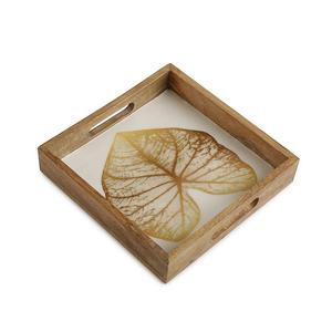 Plateau de service décoratif de forme ronde, plateau de service de table pour maison hôtel et Restaurant avec poignée latérale - Product Image 5