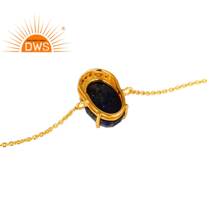 Pulsera de Plata Esterlina Chapada en Oro Amarillo de 18K, Pulsera de Moda con Piedras Preciosas de Lapislázuli, Colección Clásica - Product Image 3