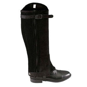Offre Spéciale Chaps En Cuir Droite Zipper Meilleure Qualité Noir Équestre la Moitié Du Produit Mini Cheval Matériel D'équitation - Product Image 6