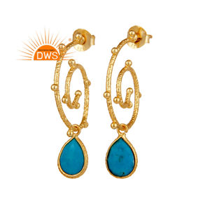 Pendientes colgantes de plata de ley, joyería de Gema Natural turquesa, fabricante - Product Image 1