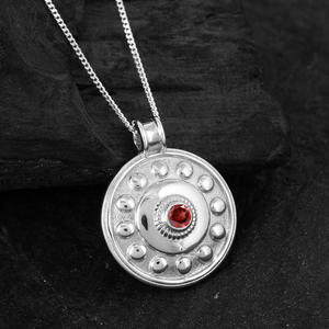 Collier classique vintage en argent sterling 925 plaqué or avec pendentif à breloque grenat, meilleur ami, pierre précieuse, bijoux fins pour femmes - Product Image 2