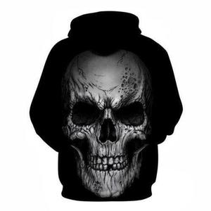 Sweat-shirt à capuche unisexe entièrement sublimé avec imprimé de crâne, respirant, séchage rapide, polyester/coton, style décontracté, été - Product Image 4