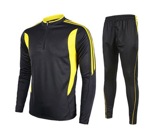 Survêtement noir et jaune à rayures / Ensemble de survêtement chemise et pantalon avec votre propre design et logo - Product Image 1