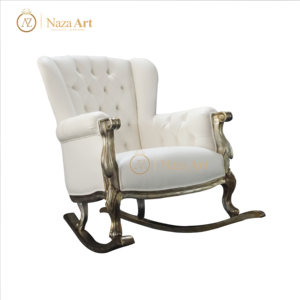 Silla Mecedora Antigua de Madera Tapizada, Muebles de Guardería Personalizados - Estilo Renacentista para Dormitorio - Product Image 3