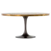 Table basse ronde de style loft industriel, plateau en bois massif avec base en fer, pliable, art moderne, antique
