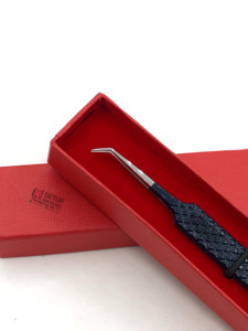 Professionnel nouveau Style minuit poudre revêtement en acier inoxydable 45 degrés Extension de cils pince à épiler Logo personnalisé outil de beauté - Product Image 5