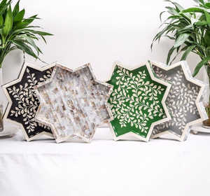 Sous-verre de plateaux de service en os incrusté de nacre en forme d'étoile le mieux conçu de CANDID Manufacturing Co avec nacre - Product Image 1