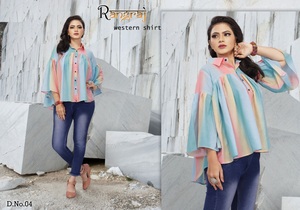 Blusa holgada informal de satén con manga acampanada para mujer, Top estampado a la moda - Product Image 4