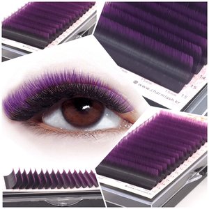 Extensiones de pestañas de colores, degradado, violeta, Cachemira, fibra vegana, Etiqueta Privada - Product Image 2