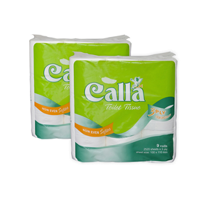 100% pâte vierge, 3 plis, 9 rouleaux/paquet, Calla hygiénique fabriqués au Vietnam - Product Image 1