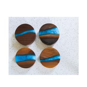 El mejor posavasos redondo de piedra de resina epoxi y uso hecho a mano Diseño de madera y arte Taza de té Posavasos de madera para uso de bebidas - Product Image 2