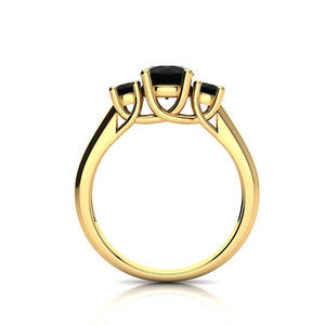 แหวนหมั้นเพชรสามเม็ดเพชร2.50กะรัตสีดำ14K สีทองแหวนเพชรสีดำทอง - Product Image 5