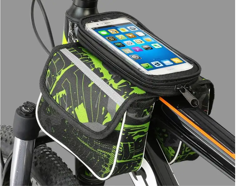 Sac de vélo pliable à écran tactile pour téléphone portable, bas prix pas cher, pour cadre de bicyclette, sacs et boîtes de rangement, 2019