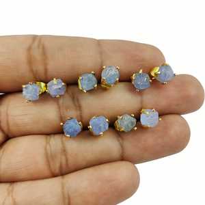 Zanite brut plaqué or, ensemble de petits clous, pierre de naissance, brut, 1 pièce - Product Image 1