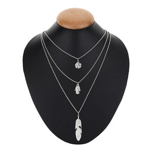 New Arrival <b>Fashion</b> Three Layers Delicate Metal Chain <b>Necklace</b> With Alloy Charm - Product Image 2