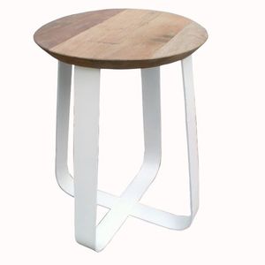 Tabouret réglable en fer avec assise en bois, style industriel antique, pour aménagement intérieur (Inde), salon, appartement, ferme, villa - Product Image 1