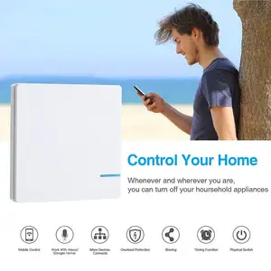 Interruptor de pared inteligente con Control remoto para el hogar, enchufe de pared eléctrico compatible con Alexa, Google Home, Tuya, wifi
