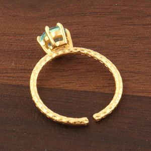 Offre Spéciale dame bague 6mm diamant coupe Lite bleu Quartz or/argent plaqué griffes ensemble réglable doigt ouvert pour la vente en gros - Product Image 6