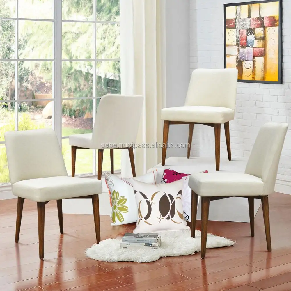Modern dining chair upholstered fabric with solid wood legs