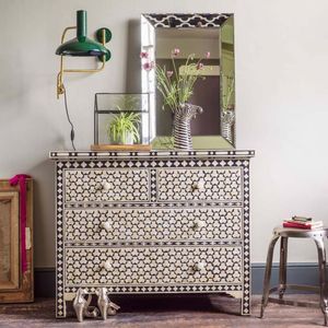 Modern Bone Inlay Cabinet With Six Drawers