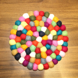 "20 CM Felt Multicolor <b>Trivet</b>"-"Felted round Table Mats"-"Handmade eco-friendly Kitchen Heat pads" ''Handmade Designer <b>Trivet</b>" - Product Image 3