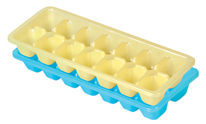 Bac à glaçons en plastique 14 cavités bleu et jaune, qualité alimentaire, résistant au congélateur - Product Image 2