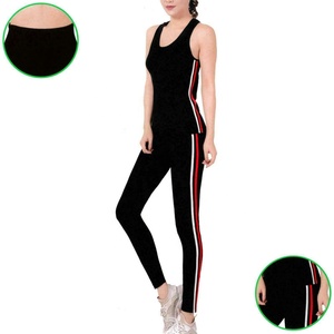 Yoga <b>Workout</b> Sets Women 1 Piece Gym Outfits Ribbed Seamless Crop Tank + Mid Waist Leggings/Biker Shorts <b>Jumpsuit</b> - Product Image 3