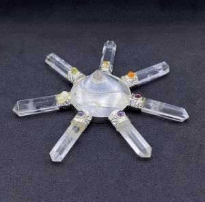 クリアクォーツコーンクリスタルジェネレーター付きクリアクォーツチャクラ-7ポイントコーン - Product Image 1