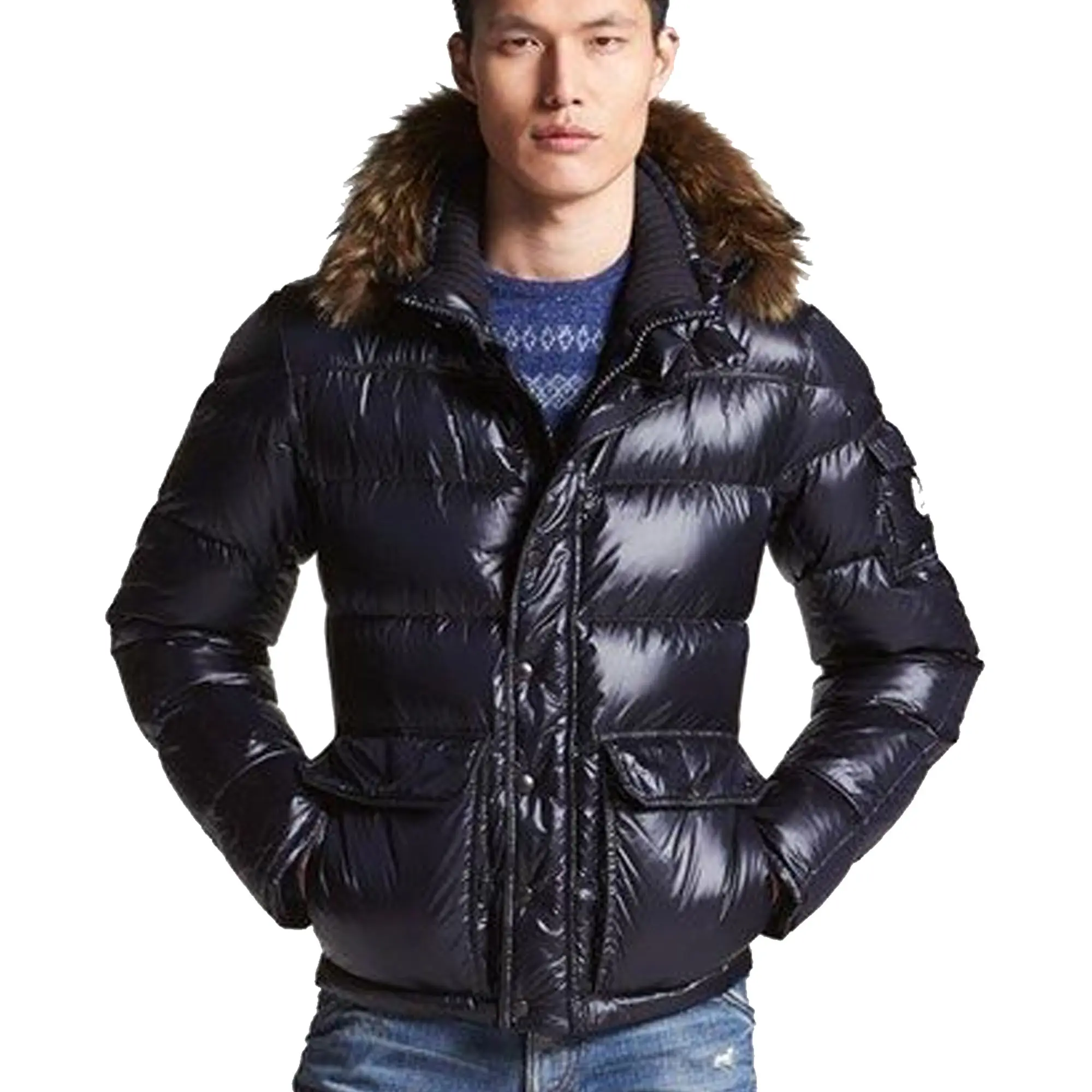 Custom Man Stand Collar Winter Blank Down Jacket Supplier Winter Men'S Long-Sleeved Quilted Padded Warm Jacket