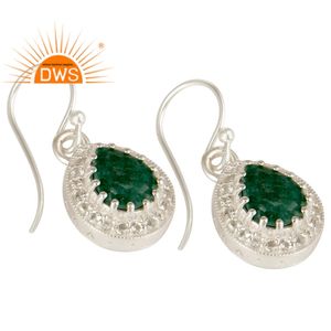 New Designer Fine Silver Handmade Dangle Earrings Wholesale Topaz Green Emerald Gemstone Earrings Jewelry - Product Image 2
