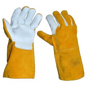 PK-guantes de seguridad para soldadura, hechos de cuero de vaca, cuero partido en la parte trasera, forro de algodón polar interior - Product Image 1
