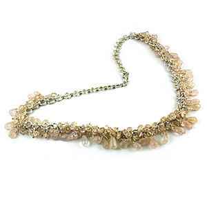 Collar de plata 925 de alta calidad del vendedor de moda, gotas hechas a mano, cuentas de piedras preciosas de cuarzo rosa, cadena de perlas, regalo de joyería para ella - Product Image 2