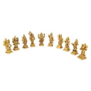 Brass Fine Carverd Vishnu Dashavatar with Wooden <b>Frame</b> Decorative Showpiece Vishnu Statue - Product Image 6