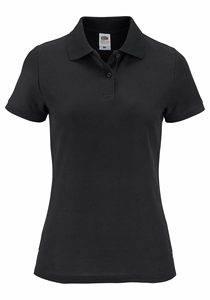 Polo slim en coton pour femme, haut personnalisé avec des dessins d'impression personnalisés, de couleur noir et blanc - Product Image 3