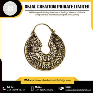 Boucles d'oreilles tribales en argent sterling 925 naturel vintage résultats de bijoux en perles avec motif floral - Product Image 3