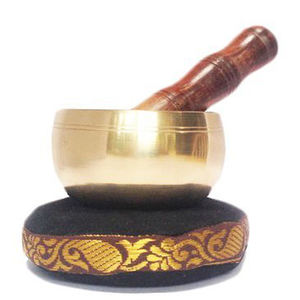 Cuenco Cantador Redondo de Latón con Textura Martillada, Chapado en Oro, Técnica Artesanal para Meditación y Sonido - Product Image 2