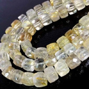 Caja facetada de rutilo dorado Natural de 7mm y 8mm, hebra de cuentas de piedras preciosas para la fabricación de joyas del proveedor en la tienda al por mayor a precio de fábrica - Product Image 1