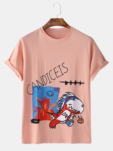 Diseñador 100% algodón Regular Fit personalizado impreso para uso diario ropa de hombre dibujos animados impreso hombres Camiseta de manga corta - Product Image 5