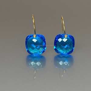 Boucles d'oreilles en argent sterling 925, cristal bleu, pierres précieuses - Product Image 1